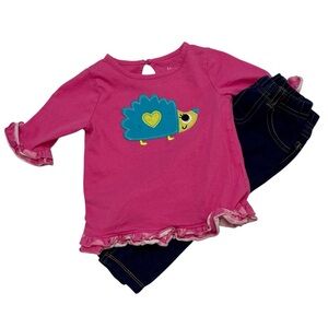 Toddler Girl Outfit Set 18M Hedgehog Top Jeans 2pc Nursery Rhyme